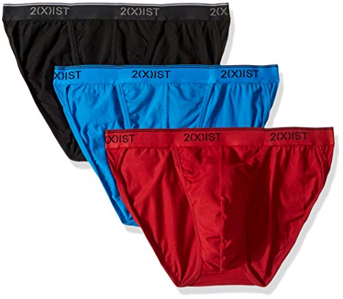 2(X)IST mens Cotton Stretch Sport 3-pack Briefs, Scotts Red/Skydiver/Black, Large US