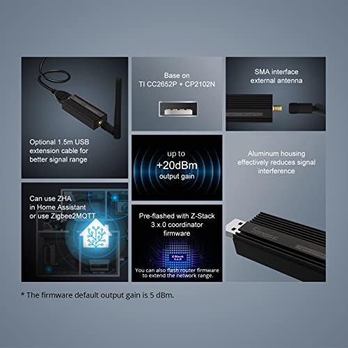 2 pack Sonoff Universal Zigbee 3.0 USB Dongle Plus Gateway with Antenna for Home Assistant, Open HAB etc.