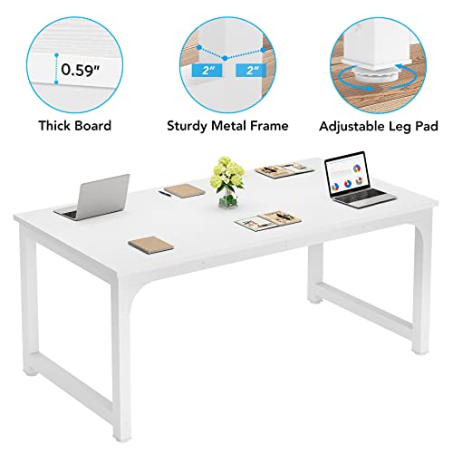 LITTLE TREE 63 Inch Large Executive Computer Office Desk, White by LITTLE TREE - Image 7