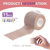 KISEER 15 Pack 2 Inch x 5 Yards Self Adhesive Bandage Breathable Cohesive Bandage Wrap Rolls Elastic Self-Adherent Tape for Stretch Athletic, Sports, Wrist, Ankle — image 2
