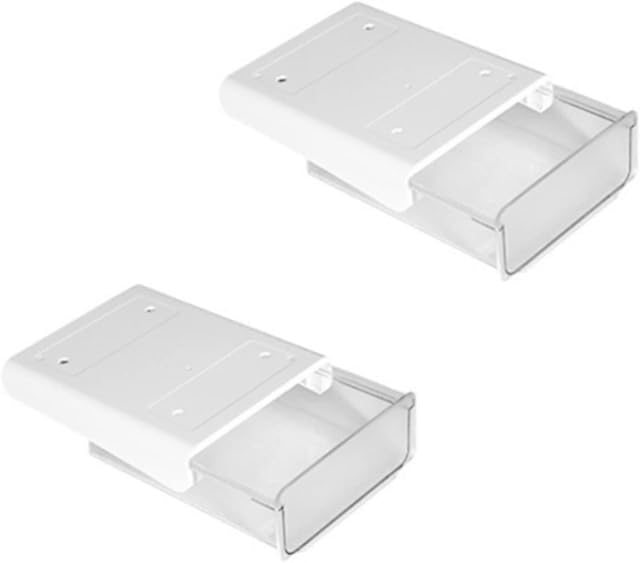 sanvpwsan 2Pcs of Under-desk Drawer Storage Box,Paste-type Hidden Under-desk Storage Box,Large-capacity Self-adhesive Under-desk Storage Box,Suitable for Home Office and School (White)