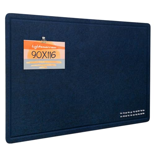 Image of Large Bulletin Board - 90 x 116 Centimeters, Decorative Felt Pin Board for Wall - Foldable Photo Display Board with Self-Adhesive Tape, Includes 20 Push Pins - Dark Blue