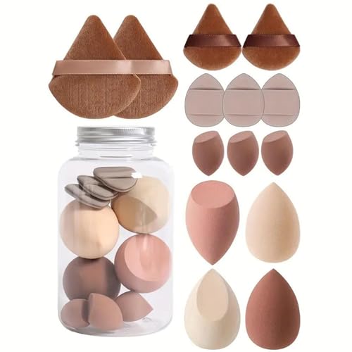 14 Pièces Kit Éponges De Maquillage Et Houpettes, Mélangeur D'éponge De Maquillage, Pour Le Maquillage Du Visage Pour Estomper Le Fond De Teint Et La Crème, Utilisation Humide Et Sèche