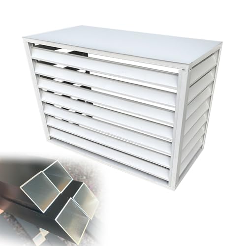 Aleación De Aluminio Cubre Aire Acondicionado Exterior Grande Estante Para Aire Acondicionado Persianas Decorativas ​Cubierta Protectora De Marco 100x50x70cm 110x60x80cm (Color carbonizado : White,