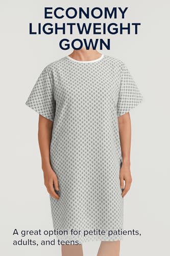 1 Patient Gown White w/Snowflakes - One Size Fits Most - Back Tie Closures - 55/45 Polycotton