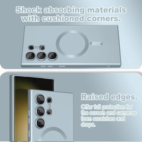 Image of DIZORO Samsung S24 Ultra case Compatible with Mag Safe Matte Luxury Metallic Luster Flexible TPU Shockproof Back Cover with Camera Protector Lens -NEw Sierra