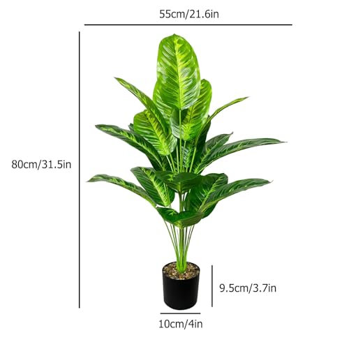Rozwkeo Artificial Plants in Pots Large Fake Tree Floor Faux Tropical Plants Decorative Greenry House Potted Tall for Home Office Living Room Decor Indoor Garden Outdoor (80cm Tropical Banana) - Image 3