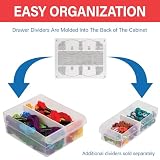 Akro-Mils 10164 Plastikowa szafka z 64 szufladami do przechowywania, do garażu, Lego, na narzędzia, dla nauczycieli, organizer do makijażu i innych, 50 cm szer. x 15 cm gł. x 40 cm wys., czerwona