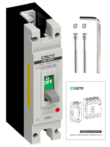 Image of 200Amp Molded Case Circuit Breaker MCCB 1 Pole DC250V Battery Disconnect Switch, PV Circuit Breaker Main Switch for Boat, Solar, UPS and Battery