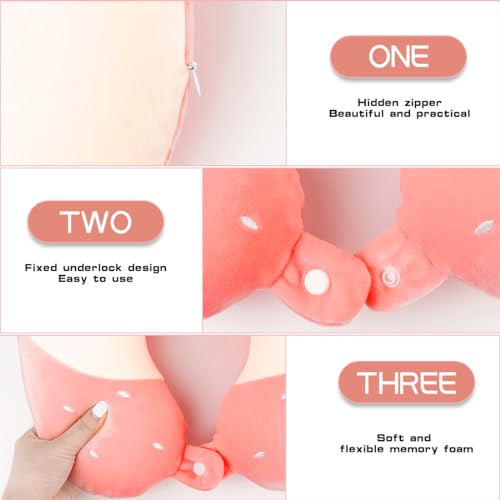 Wishstar Tier Reisekissen Rosa, Kinder Nackenkissen, Cartoon U-förmiges, Memory Schaum Nackenkissen, Stützkissen für Auto Zug Büro Heim Flugzeug für Reisen