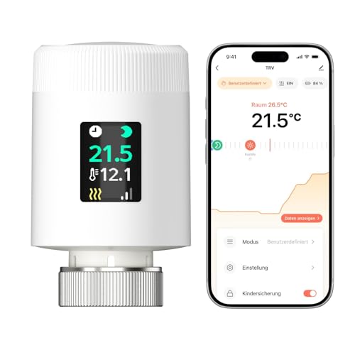EZAIoT WLAN Heizkörperthermostat TRV901W – Smart Heizungsthermostat mit App & Alexa, Thermostat Heizung ohne Gateway, kompatibel mit Google Home