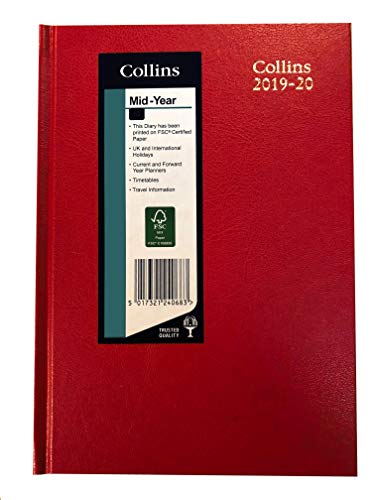 Collins 38M A5 Week To View 2019-2020 Desk Diary - Red #TOP14