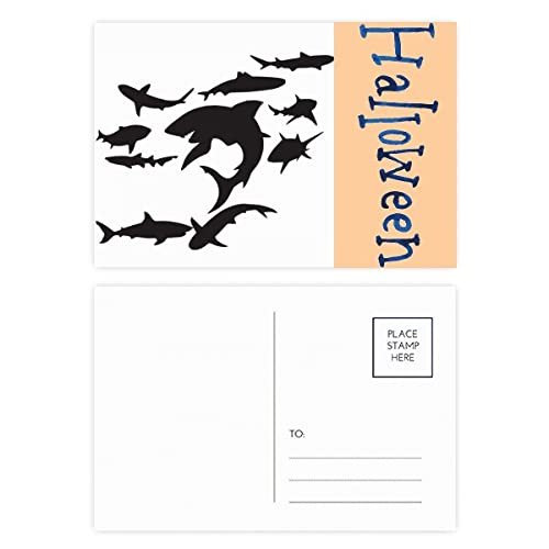 Cartes postales d'Halloween requin noir Blue Ocean Lot de 20 pièces pour correspondance