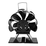 Yosoo Health Gear Heat Powered Wood Stove Fan, 6 Blades Non Electric Thermal Fan with Overheating Protection, Oscillating Design, and Magnetic Thermometer for Fireplace.