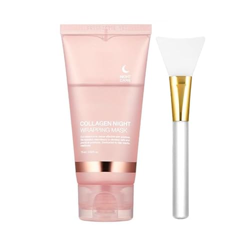 Collagen Night Wrapping Mask Peel-Off Overnight Collagen Face Mask - Deeply Hydrates & Firming & Glowy - Reduce Sagging & Wrinkle For Glowing Skin 75ml with Mask Applicator