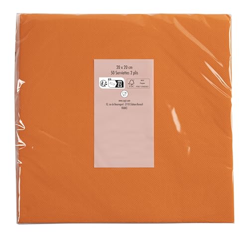 Pronappe 50 Serviettes Papier Micro-Gaufré 20x20cm 2 Plis Orange – vue 8