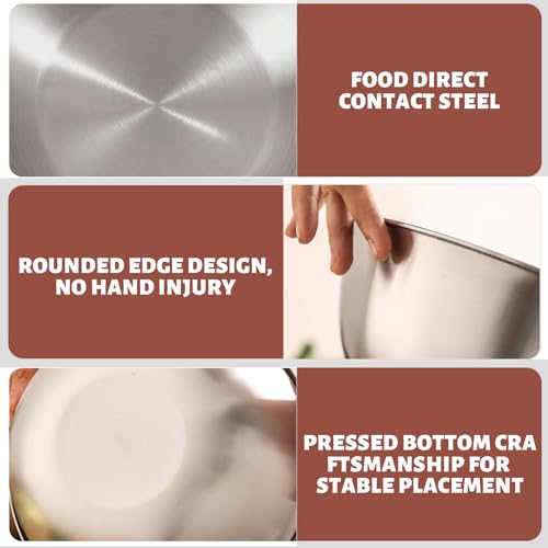 Miniatura 3 de Zyiphor 6 Piezas Bol Acero Inoxidable Ø 17cm Bol Ensalada, Apilables Cuencos Acero Inoxidable Para Ensalada, Fruta, Postre, Sopa, Cereales, Para Servir, Cocinar Y Hornear