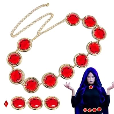 Cinturón de Cintura para Cosplay de Raven, Raven Cosplay, Inturón de Cintura de Cosplay de Anime para Mujer, Cinturón de Cadena Ajustable con Cadena de Diamantes y Piedra Roja para Halloween | Ya disponible en tu tienda friki favorita! En mundofriki.es!