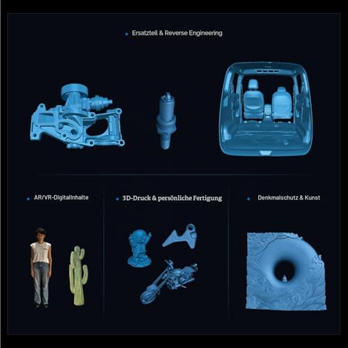 EINSTAR 2 3D-Scanner Kabellos, 17 Blaue Laserlinien & VCSEL-Infrarot, Sprayfrei Scannen auf Metall, 2.500.000 Punkte/s High-Speed, WiFi 6, 3h Akku, 3D-Laser-Scanner für CAD & 3D-Druck