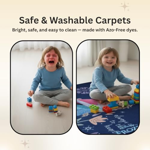 Image of Athom Living Disney Frozen Sisters Runner Carpet 2x4.5 Ft, Soft Printed Mat with Anti-Skid Backing, Durable Washable Runner for Kids Bedroom, Play Area & Playroom Decor