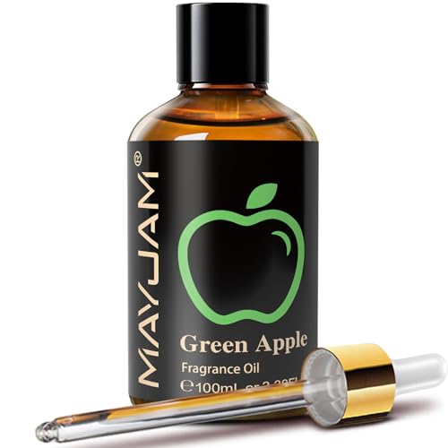 MAYJAM 3.38FL.OZ Green Apple Fragrance Oils with Glass Dropper, 100ML Essential Oils for Diffusers for Home, Long Lasting Scented Oils for Diffusers Soap Candle Making