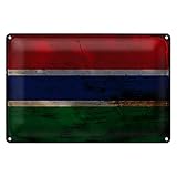 Vintage Blechschild | Flagge von Gambia | Retro Wanddeko | 20 cm x 30 cm