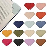 Yuoyar 30 Packs Leather Heart Bookmarks for Book Lovers, Cute Gifts (Solid Color)