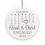 Personalized Engagement Gift with Date for Newly Engaged Couple, First Christmas Engaged Ornament 2025, Proposal Gift for Her - 3