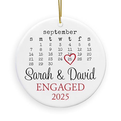 Personalized Engagement Gift with Date for Newly Engaged Couple, First Christmas Engaged Ornament 2025, Proposal Gift for Her - 3