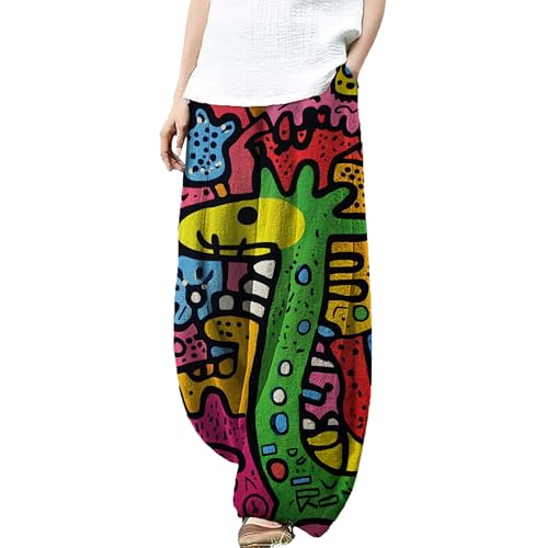MARSVOVO Wide Leg Pants Woman Lounge Casual Cute Print Harem
