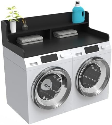 2-Tier Washer Dryer Countertop, Wood Laundry Countertop with Edge, 54