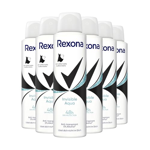 Rexona Women Anti Transpirant Spray Invisible Aqua Deospray mit 48 Stunden Schutz gegen Körpergeruch und Achselnässe mit Anti-Transpirant-Technologie 6x 150 ml