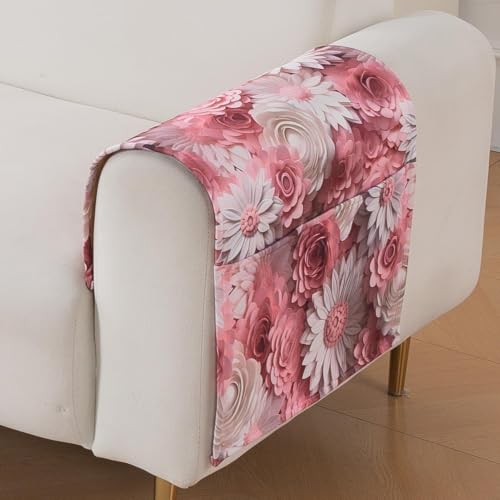 Image of HOKIPO Nature Muse Sofa Armrest Cover, 2 Pc, Blush Bouquet