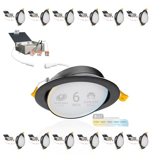 NUWATT 12 Pack 6 Inch Black Gimbal Lights