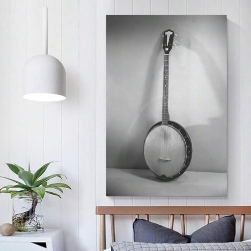 Décoration murale banjo toile noire et blanche pour mur vide - 5