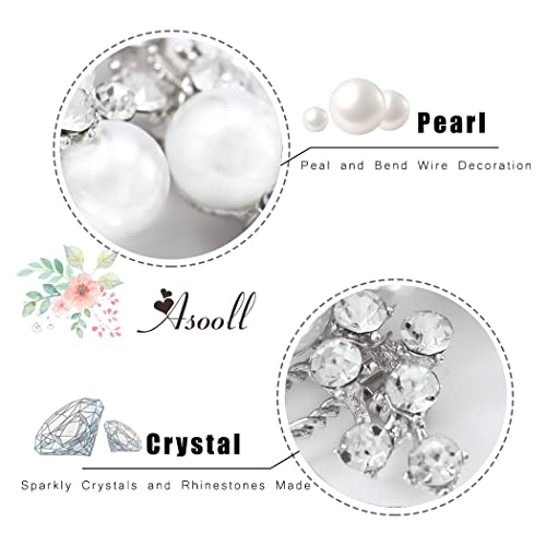 Asooll Gold Wedding Pearl Hair Comb Bride Crystal Headpiece Bridal Rhinestone Hair Clip Hair Accessories For Women And Girls (Set Of 2) (B-Silver) #TOP5