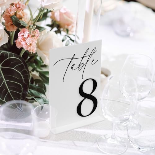 Numéros de table acrylique 1-20 avec supports pour réception de mariage