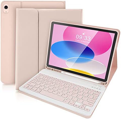 SOPPY iPad Keyboard Case, Bluetooth Keyboard for iPad Air 5th 2022, iPad Air 4th Generation 2020, iPad Pro 11 inch 2021/2020/iPad Pro 2018, Detachable Keyboard Case, Built-in Pencil Slot - Pink