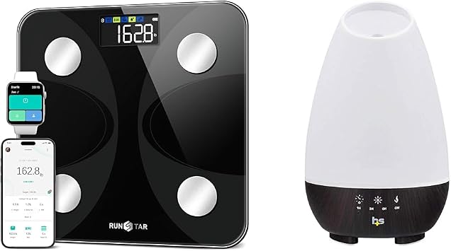Scale for Body Weight and Fat Percentage, RunSTAR Ultra-Precision & HealthSmart Essential Oil Diffuser, Cool Mist Humidifier and Aromatherapy Diffuser