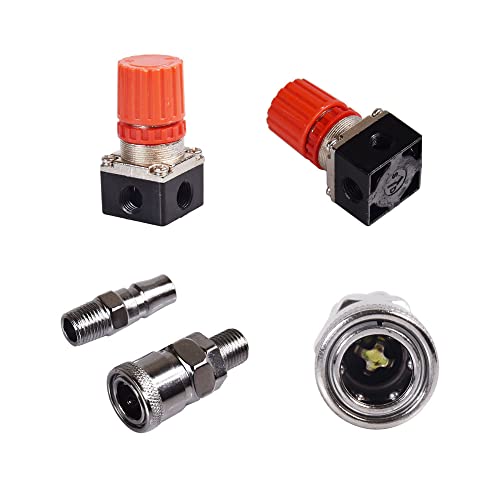 Fbang Air Compressor Pressure Regulator With Dial Indicator, 0-175 Psi Air Gauge For Air Compressor And Air Tools (Four-Way Valve) #TOP4