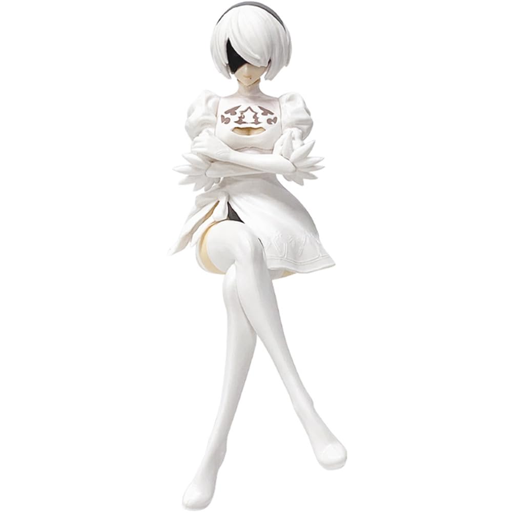 2B Figure Anime 2Bautomata 2B Action Figure Statue 2Byorha No.2 Type B Figurine 5.9in Game Lady Sitting Position Sculpture Model Collectible Desktop Decoration Gifts