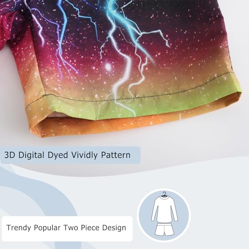 Boys Swimming Costume Two Piece Swimsuit Set with Swimming Trunks Kids Long Sleeve Bathing Suit Swimwear