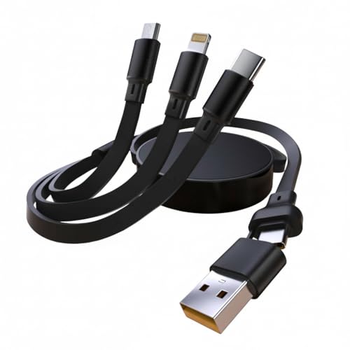 Multi Charger Cable, 66W 6 in 1 Retractable USB A/USB C Fast Charging Cord with Micro/Phone/Type-C Connector, Universal Multi Charging Cable for Samsung Huawei Redmi Laptop Tablet Android