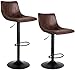 SUPERJARE Set of 2 Bar Stools, Swivel Barstool Chairs with Back, Modern Pub Kitchen Counter Height, Retro Brown, Fabric