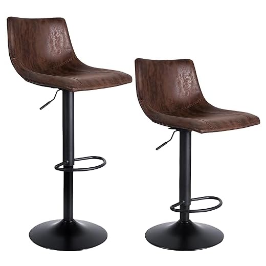 SUPERJARE Bar Stools Set of 2 - 360° Swivel Barstool Chairs with Back, Adjustable Height Bar Chairs, Modern Pub Kitchen Counter Height, Retro Brown, Fabric