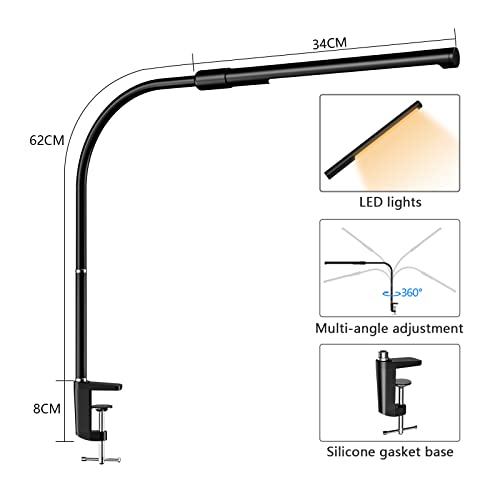 Peetpen Dl2 Led Desk Lamp With Clamp, Detachable Light Tube, 3 Color Temperature,Stepless Dimming, Auto Timer,Eye-Caring Desk Lamps For Home Office, Study, Reading, Dorms, Studios #TOP4