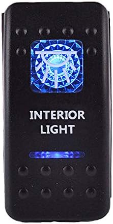 ESUPPORT Car Truck Bar 12V 20A Blue LED Interior Light Push Button Rocker Toggle Switch 5Pin
