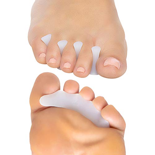 ZenToes Hammer Toe Straightener Crest with No Loop 4 Count Gel Spacer Splint and Crutch for Hammertoes, Overlapping and Mallet Toes (White)