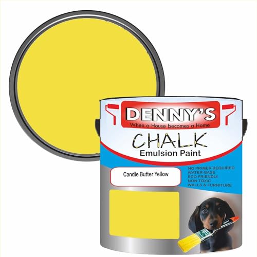Premium Interior Wall & Furniture Chalk Paint – Candle Butter Yellow – Rich Matt Finish, Durable & Washable, Low Odour, Ideal for Living Rooms, Bedrooms & Hallways (250ML Tin)