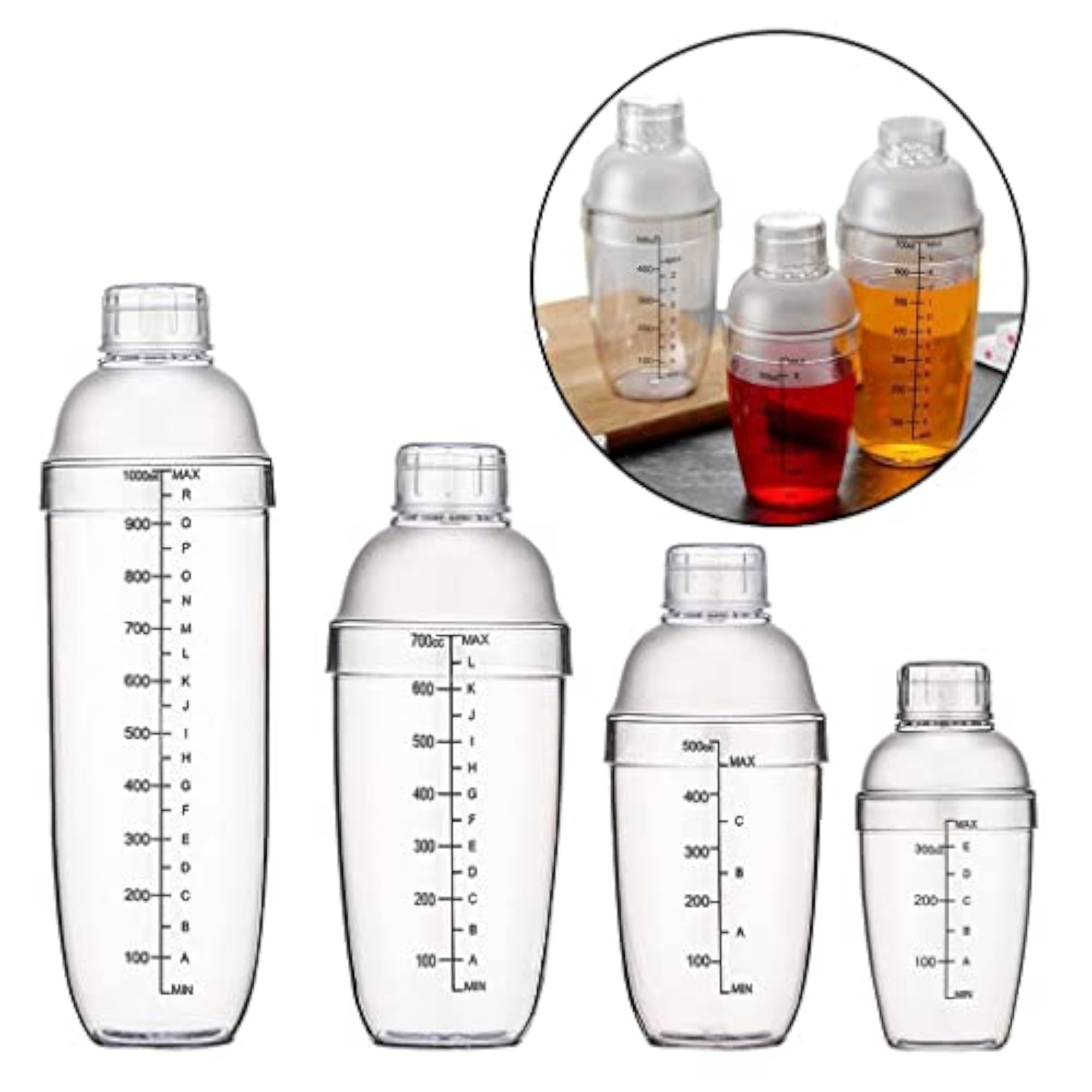 2xCocktail Shaker - Clear Matte Bottle Bar Supplies 350cc